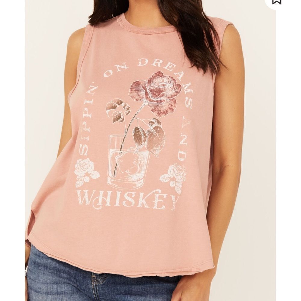 Cleo + Wolf Women’s Brianna High Low Whiskey Graphic Tank Size Large NWOT